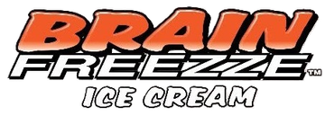 Brain Freeze ice cream logo with orange and white stylized text