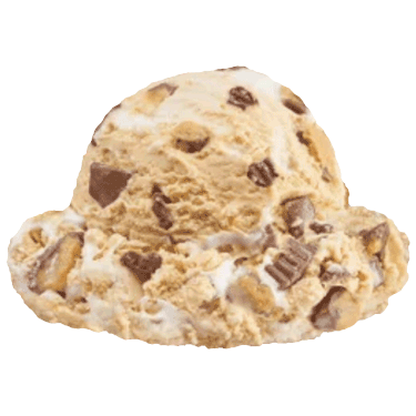 Cookies and cream ice cream scoop with cookie chunks on a white background