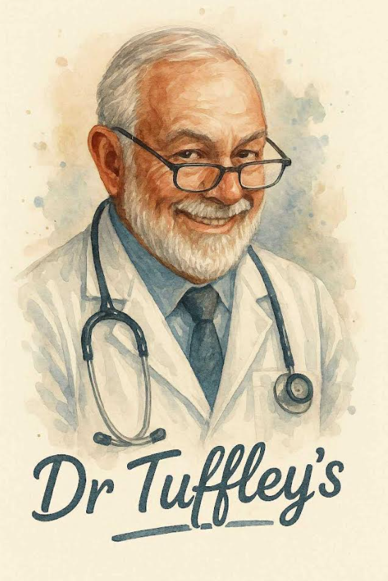A portrait of a smiling doctor with a stethoscope around his neck.