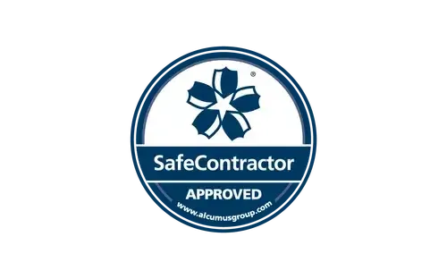 Alcumus SafeContractor approved seal – demonstrating compliant health and safety standards