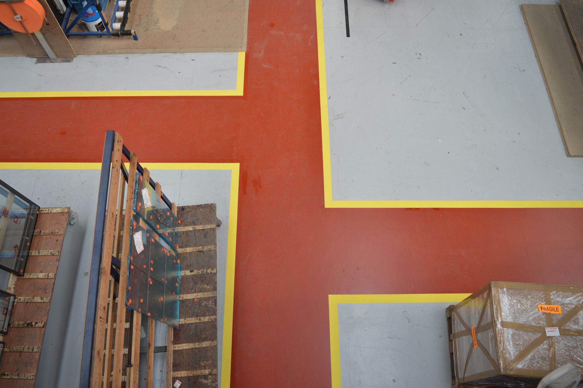 industrial - commercial - floor paint - red - yellow - line marking - painting and decorating