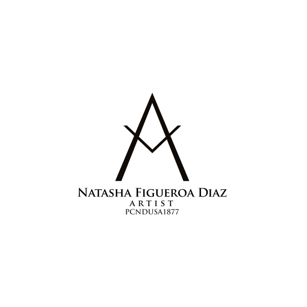 A black and white logo for natasha figueroa diaz artist