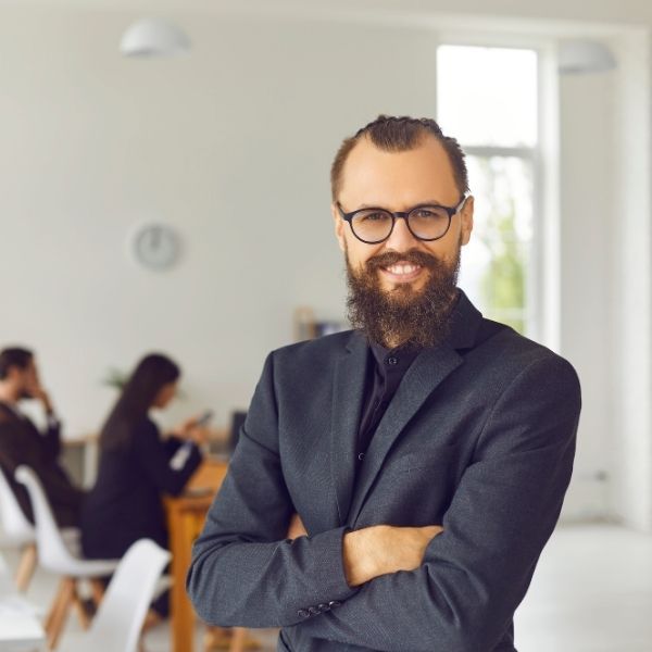 a businessman smiling