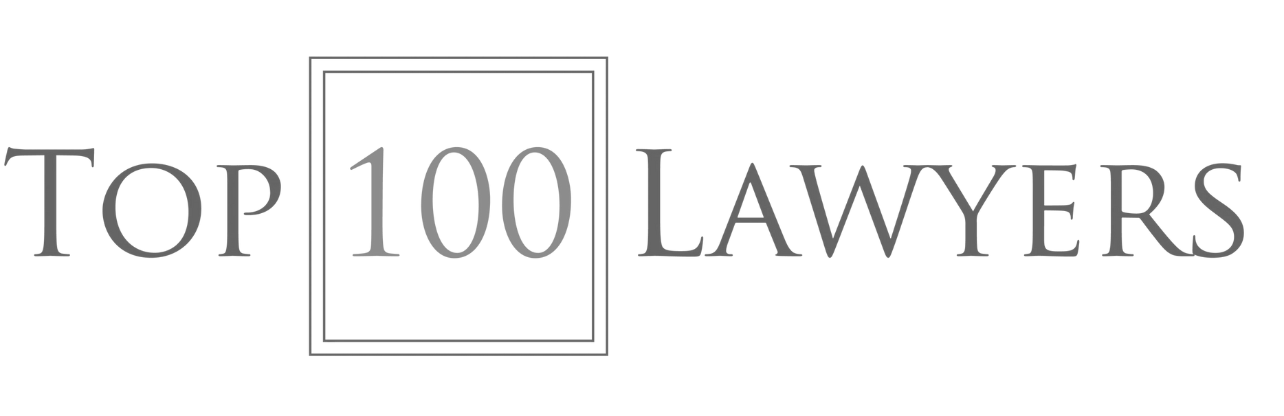 Top 100 Lawyers logo Top 100 Lawyers logo in gray serif text with “100” in a framed square
