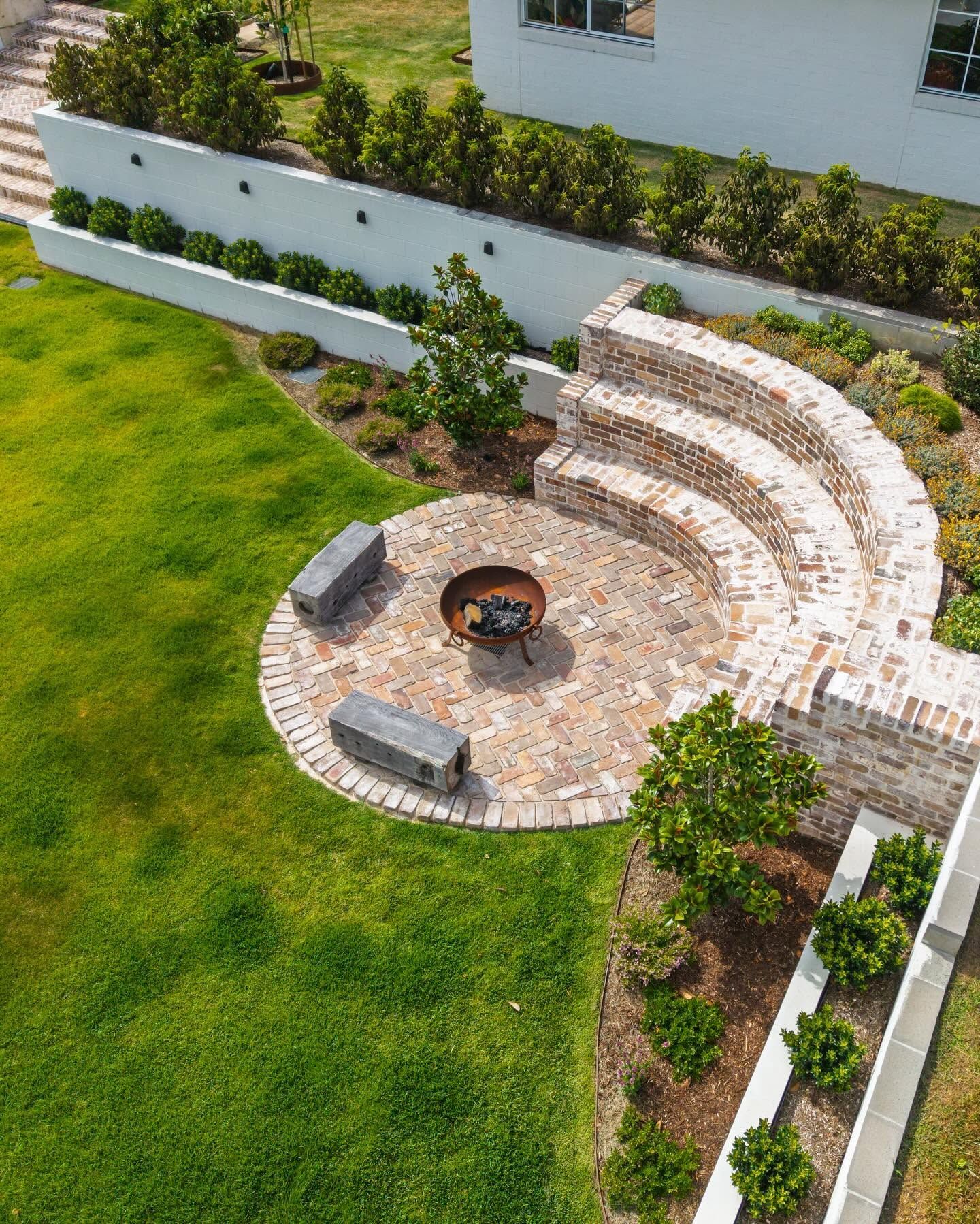 Brick Amphitheater with Grass and Garden — Millers Masonry In Port Macquarie, NSW