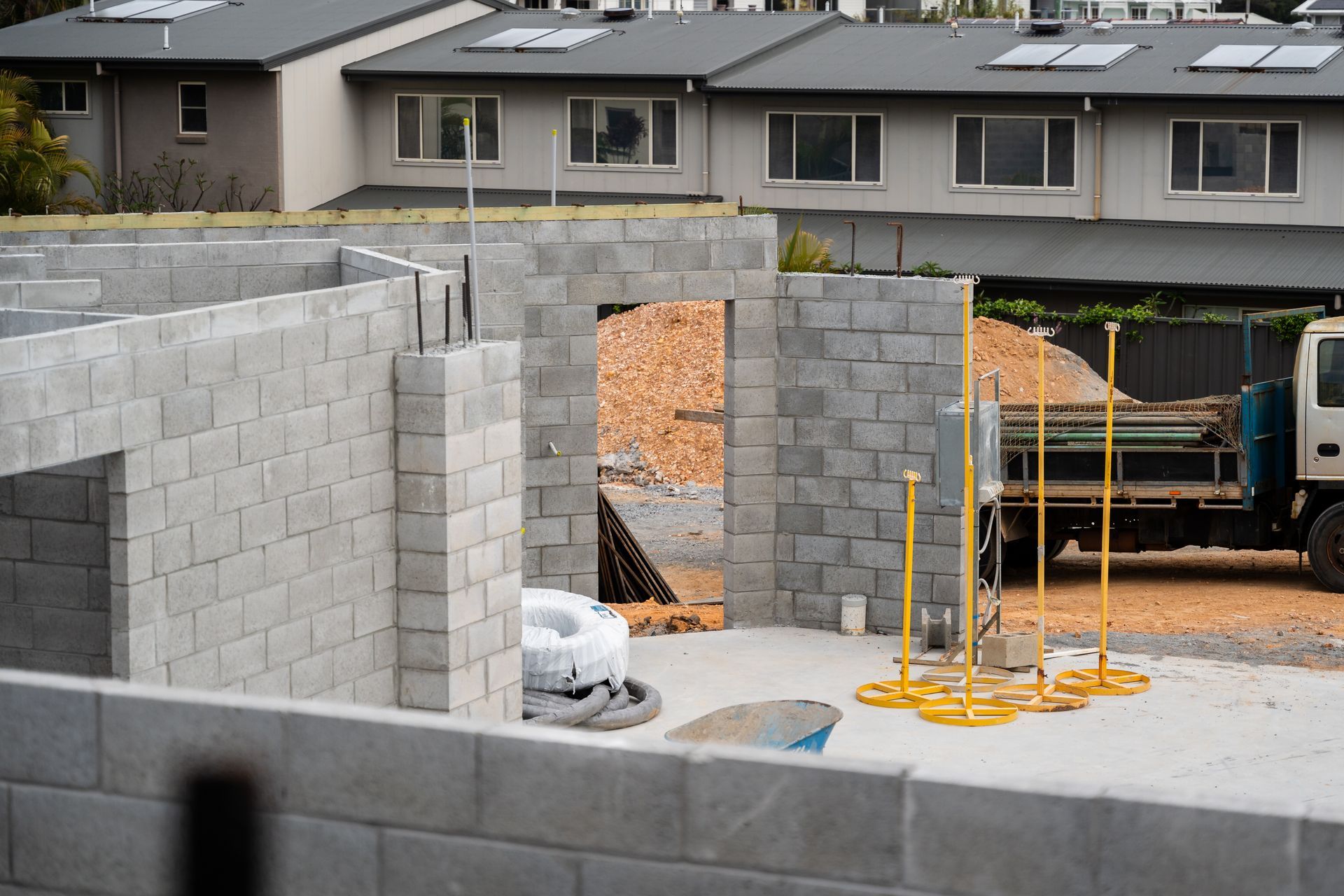 Concrete Block Walls Being Built — Millers Masonry In Laurieton, NSW
