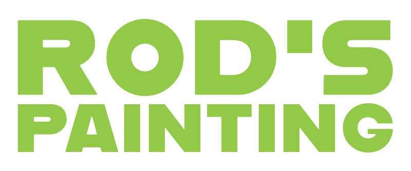 Rod's Painting The logo for rod 's painting is green and white.