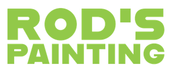Rod's Painting The logo for rod 's painting is green and white.