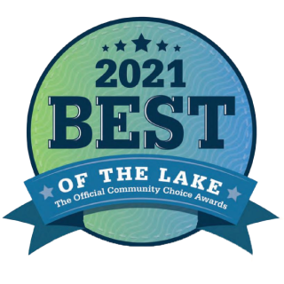 2021 Best of the Lake community choice awards badge in blue and green