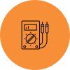 An icon of a multimeter with two wires attached to it.