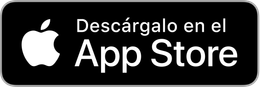 El logo de la tienda de aplicaciones es blanco y negro y dice descargalo en la tienda de aplicaciones.