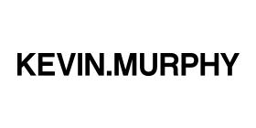 Un logotipo en blanco y negro de Kevin Murphy sobre un fondo blanco.