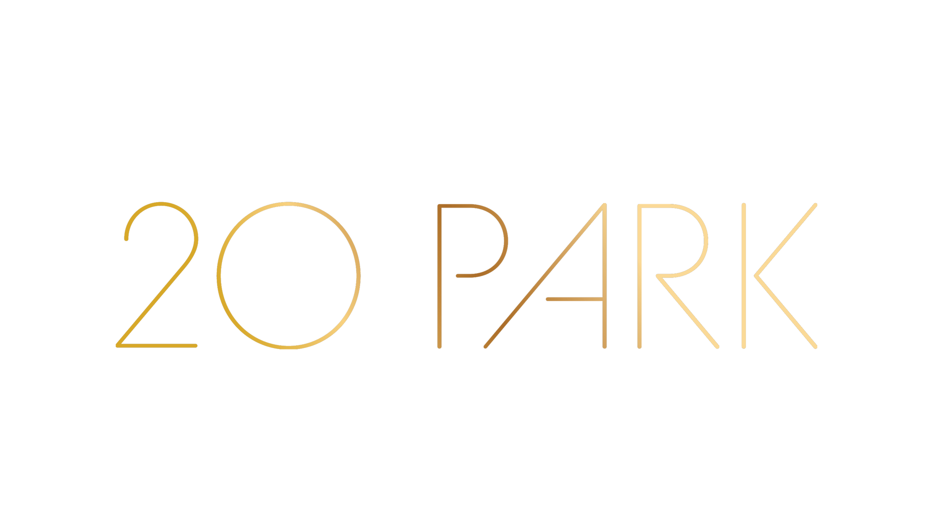20 Park logo written in gold on a white background for Fidelity Homes subdivision