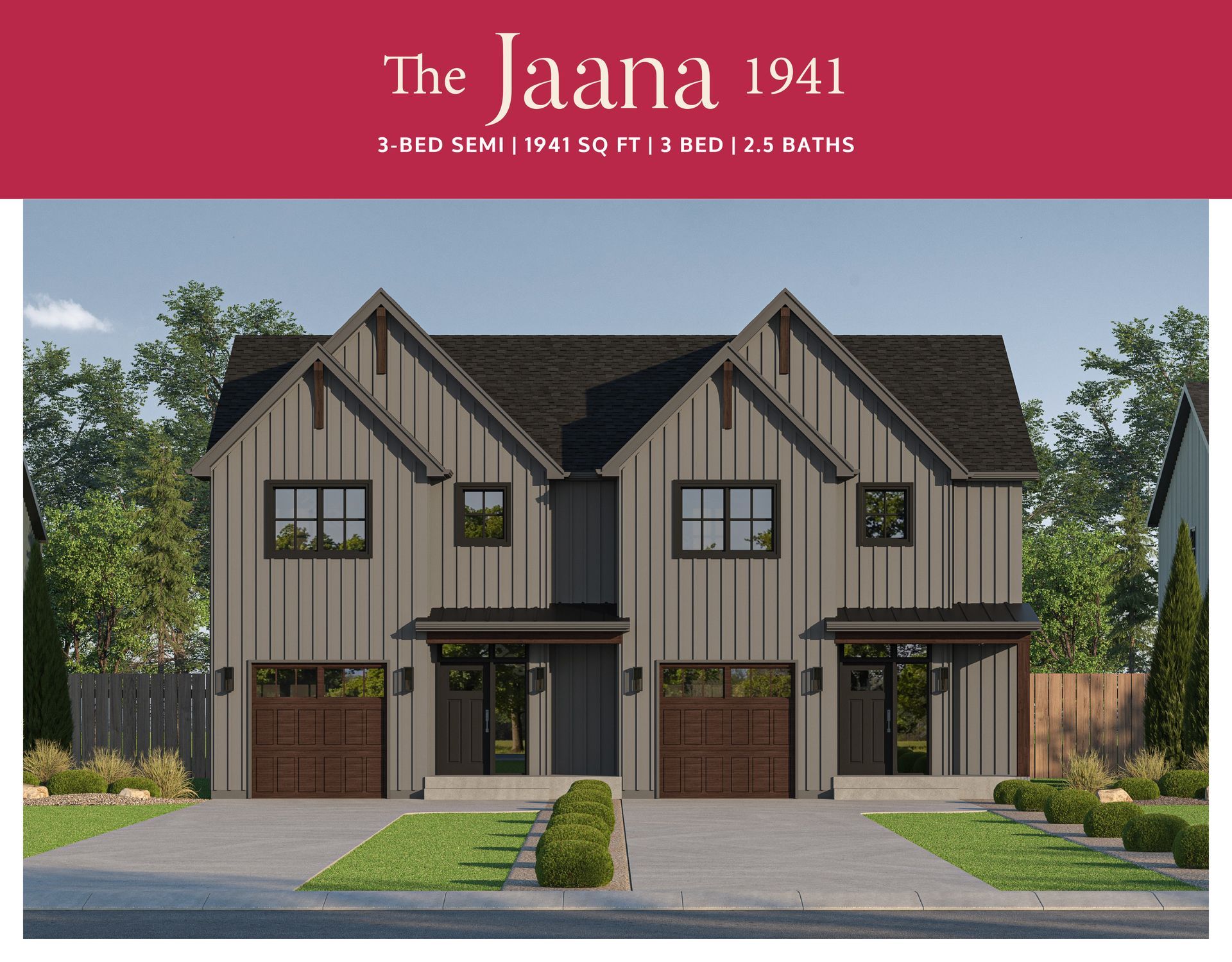 An artist 's impression of the Jaana semi detached home in Colborne Ontario