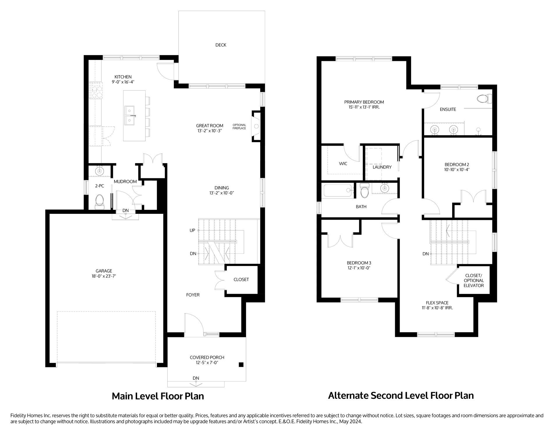 Floor plan diagrams showing a two-level home layout with room labels and staircases.