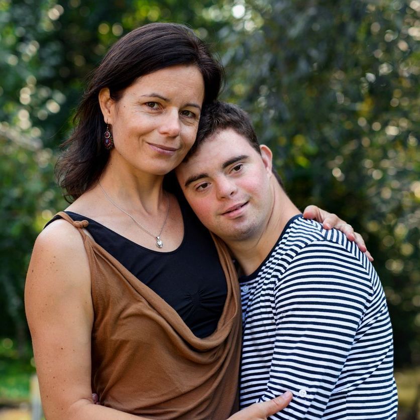 mother hugging son