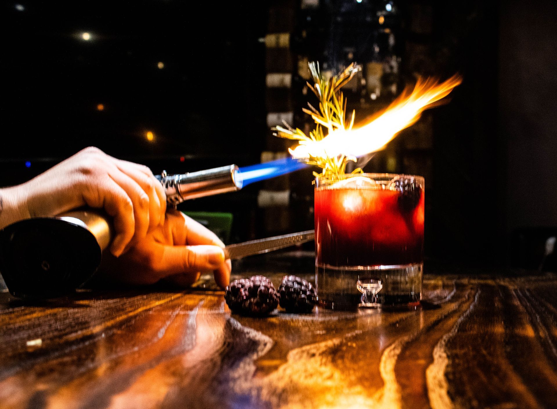 Mezcal, Tequila, blackberry, Kama berry chutney, Ancho Reyes