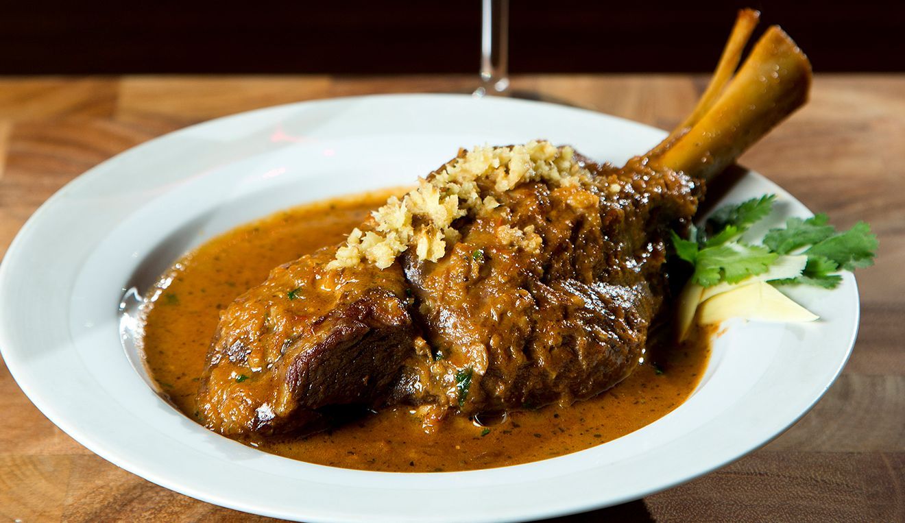 braised shank, black cardamom, clove demi-glace, with Kama-Kaze ghost pepper * As seen on Chicago's Best TV Hot & Spicy