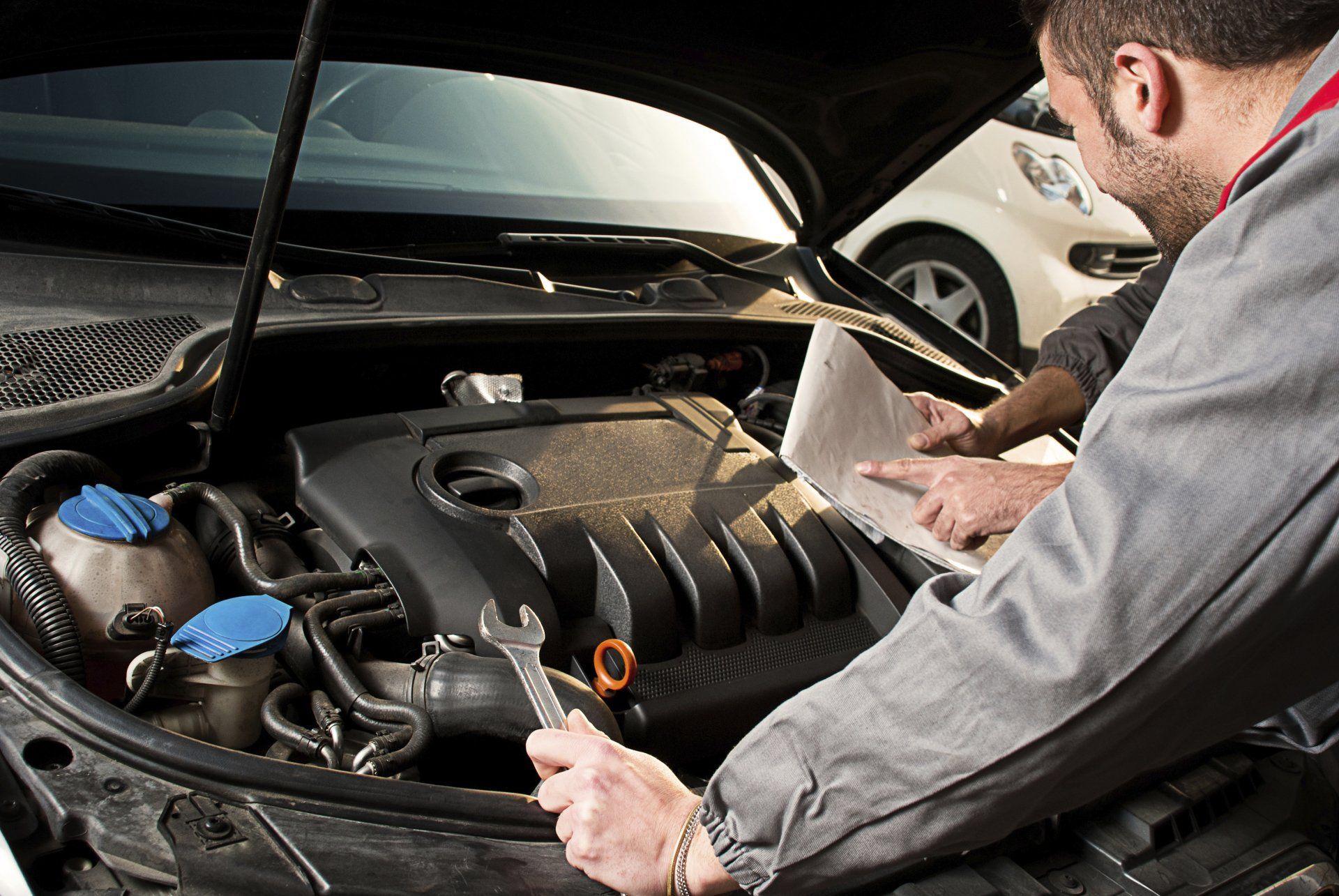 checking the car engine