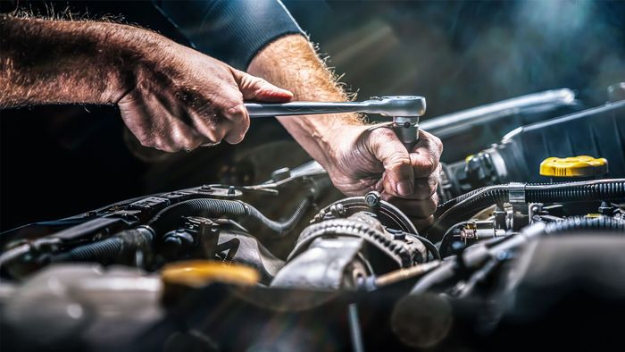 repairing car engine