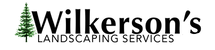 Logo for Wilkerson's Landscaping Services featuring a green pine tree icon next to bold black text.