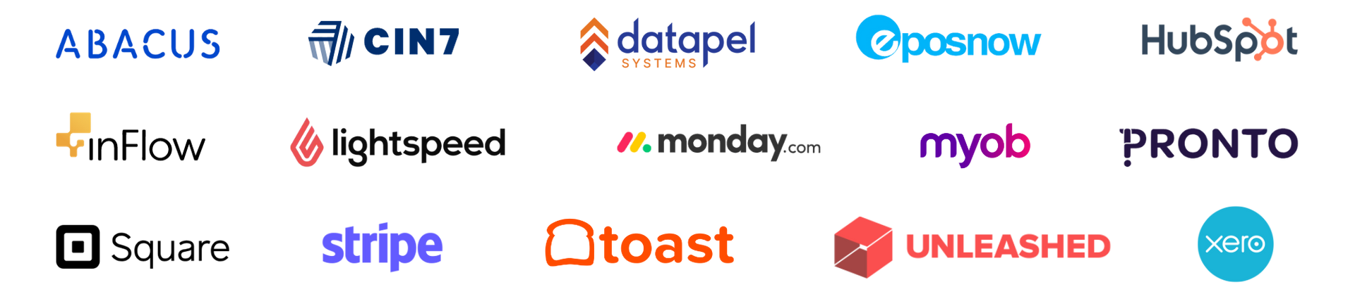 Aretex accounting technology partners - abacus, Cin7, datapel, eposnow, hubspot, inflow, lightspeed, monday.com, myob, pronto, square, stripe, toast, unleashed, xero