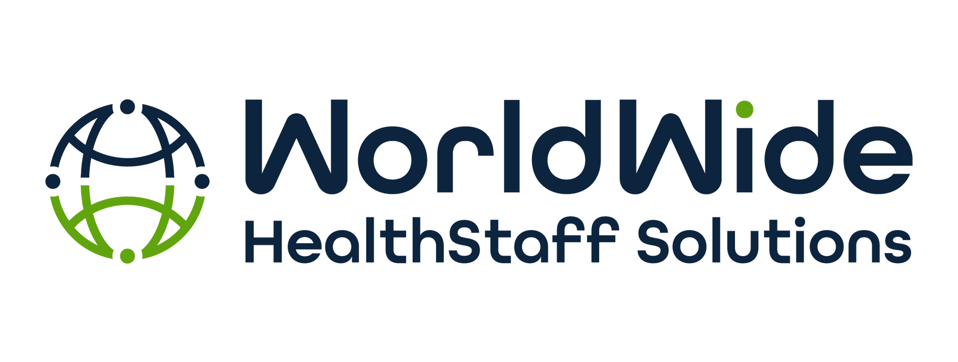 The logo for worldwide health staff solutions has a globe on it.