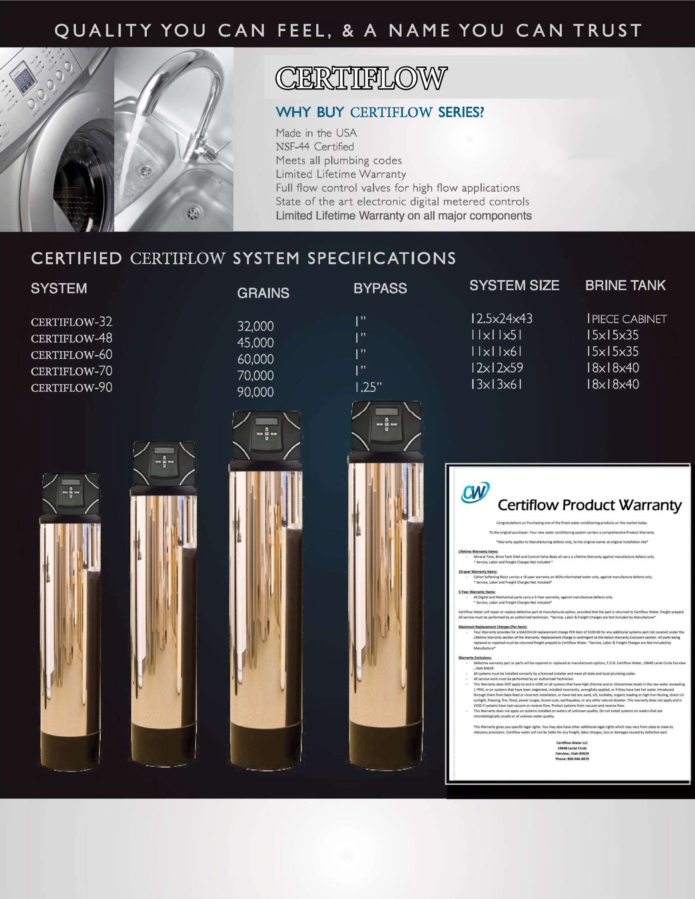 Certified Certiflow System Specifications