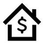 A house with a dollar sign inside of it.