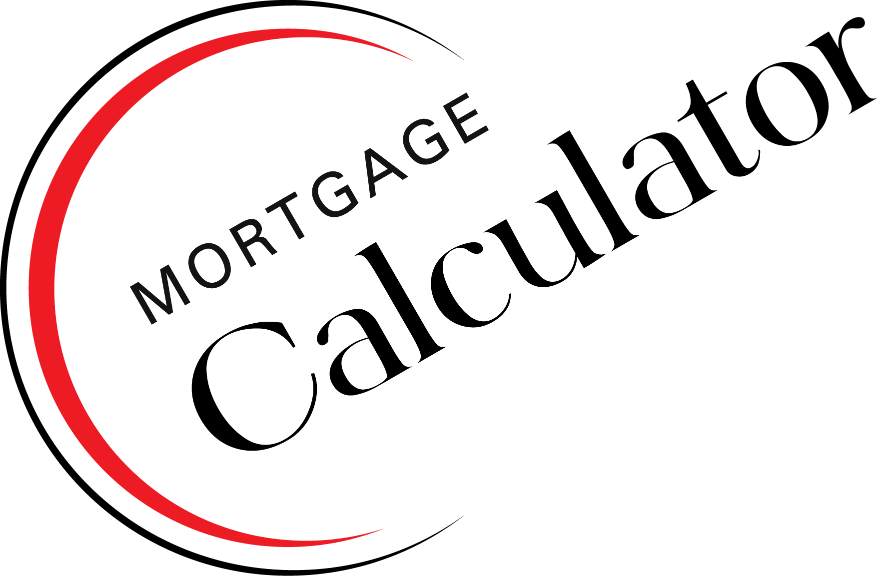 A mortgage calculator logo with a red circle around it