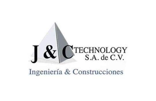 Logotipo de J & C Technology: un triángulo blanco, iniciales J&C, texto 