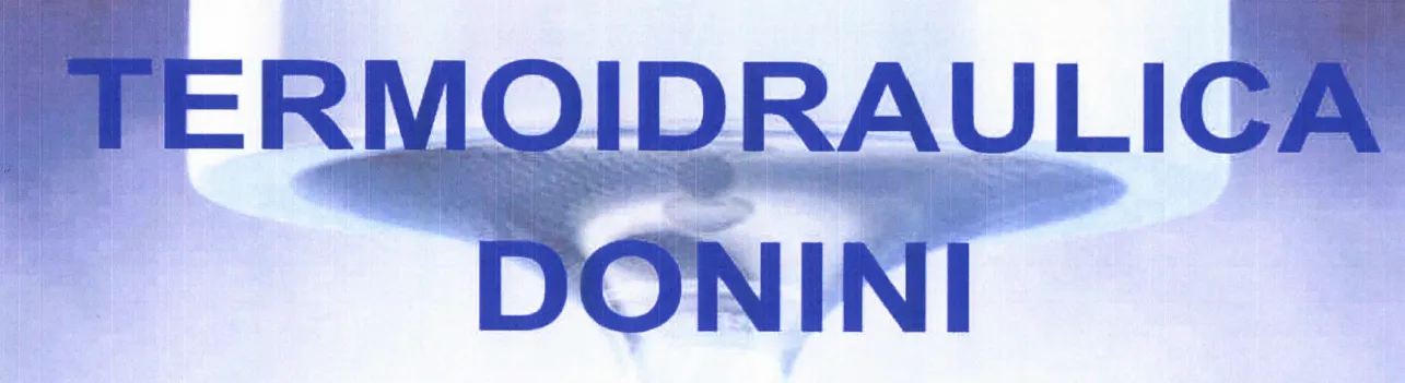 Il testo blu recita "TERMOIDRAULICA DONINI" su uno sfondo azzurro sfocato.