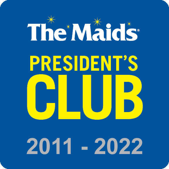 The Maids President’s Club badge, blue background with yellow text, 2011–2022