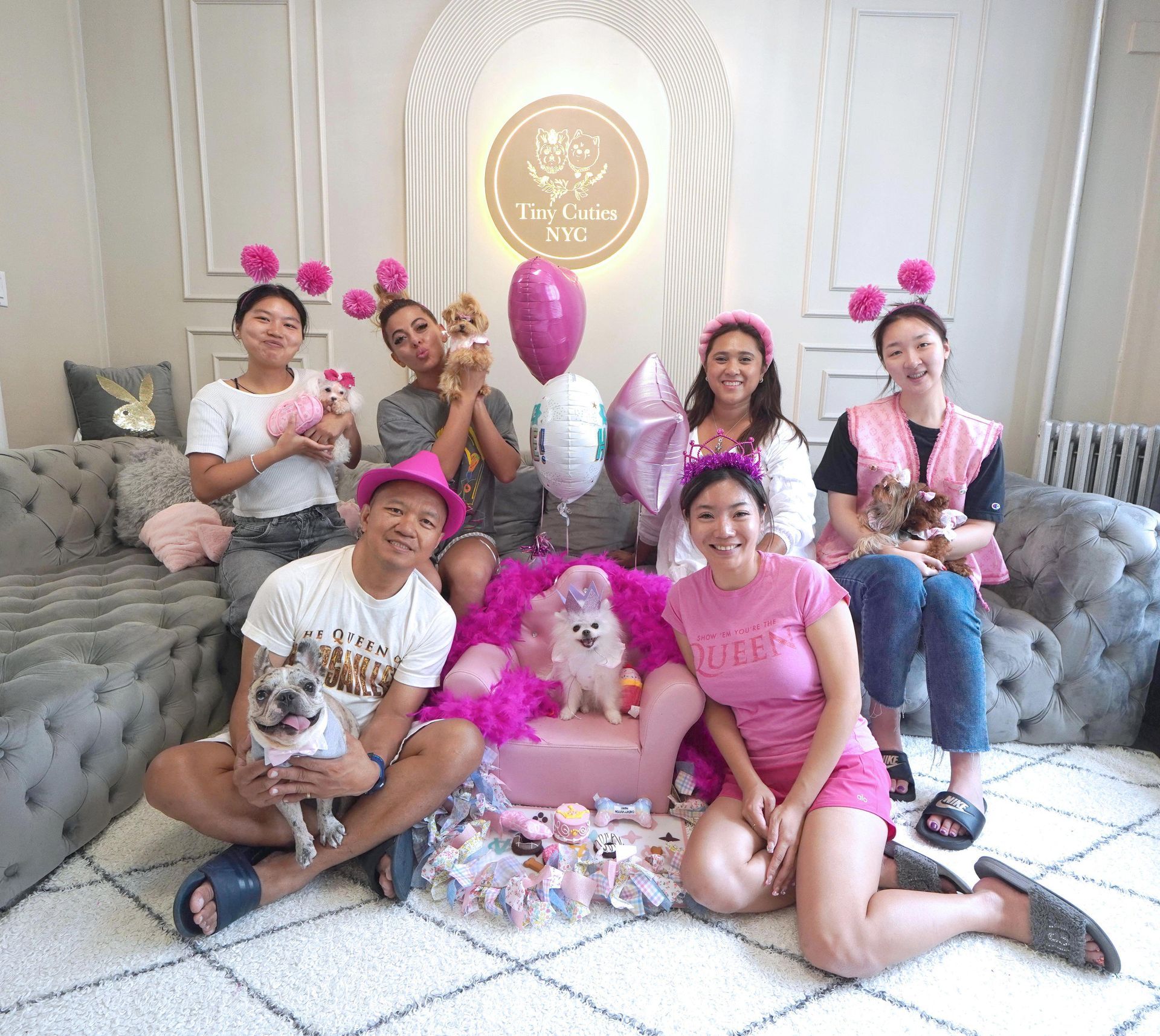 Throwing a pink party  for Muumi's homecoming from The Queen of Versailles run in Boston.