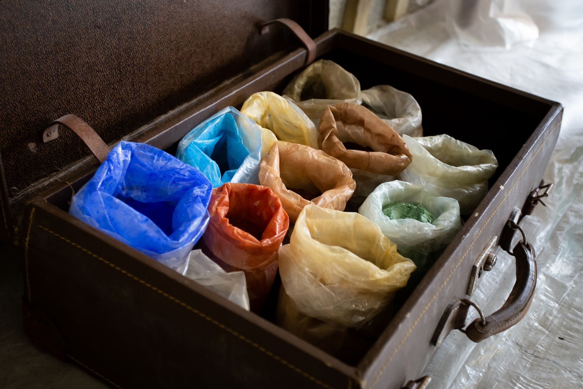 Pigments and materials used in Celia Lancaster Workshops