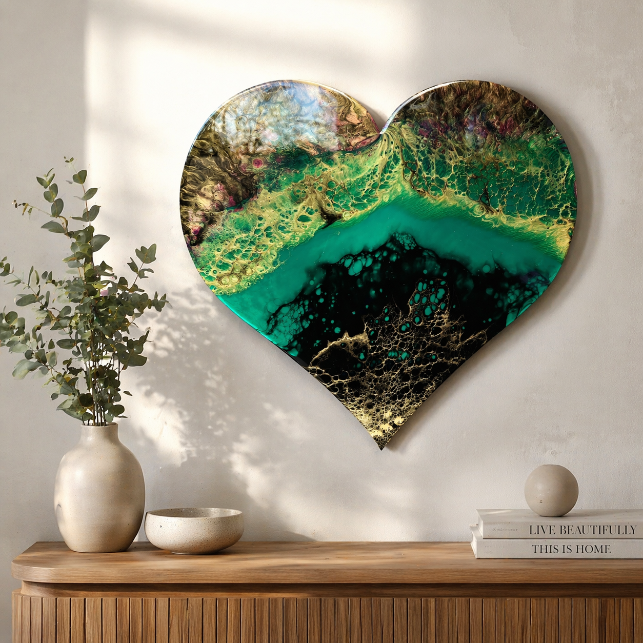Ethereal Renewal, original resin artwork by Celia Lancaster in situ