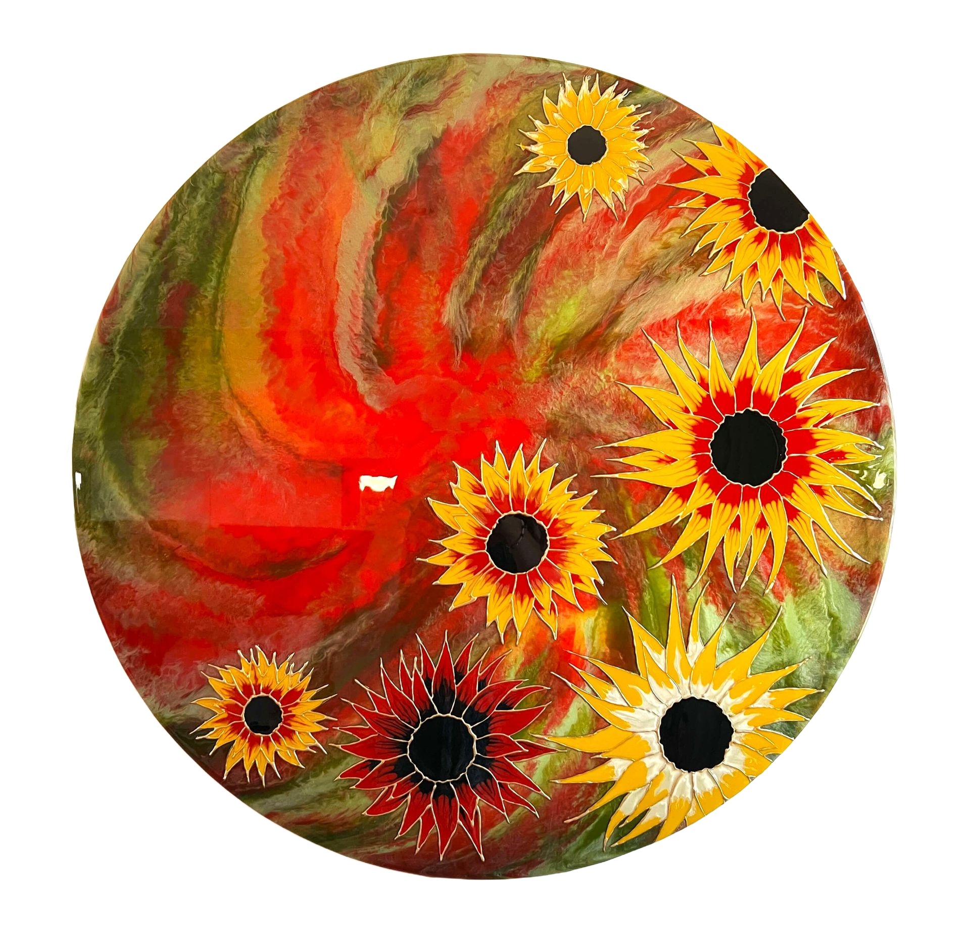 La Danse des Tournesols, bespoke resin artwork by Celia Lancaster