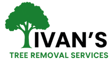 Logo for Ivan’s Tree Removal Services, featuring a green tree icon next to the company name in black and green text.