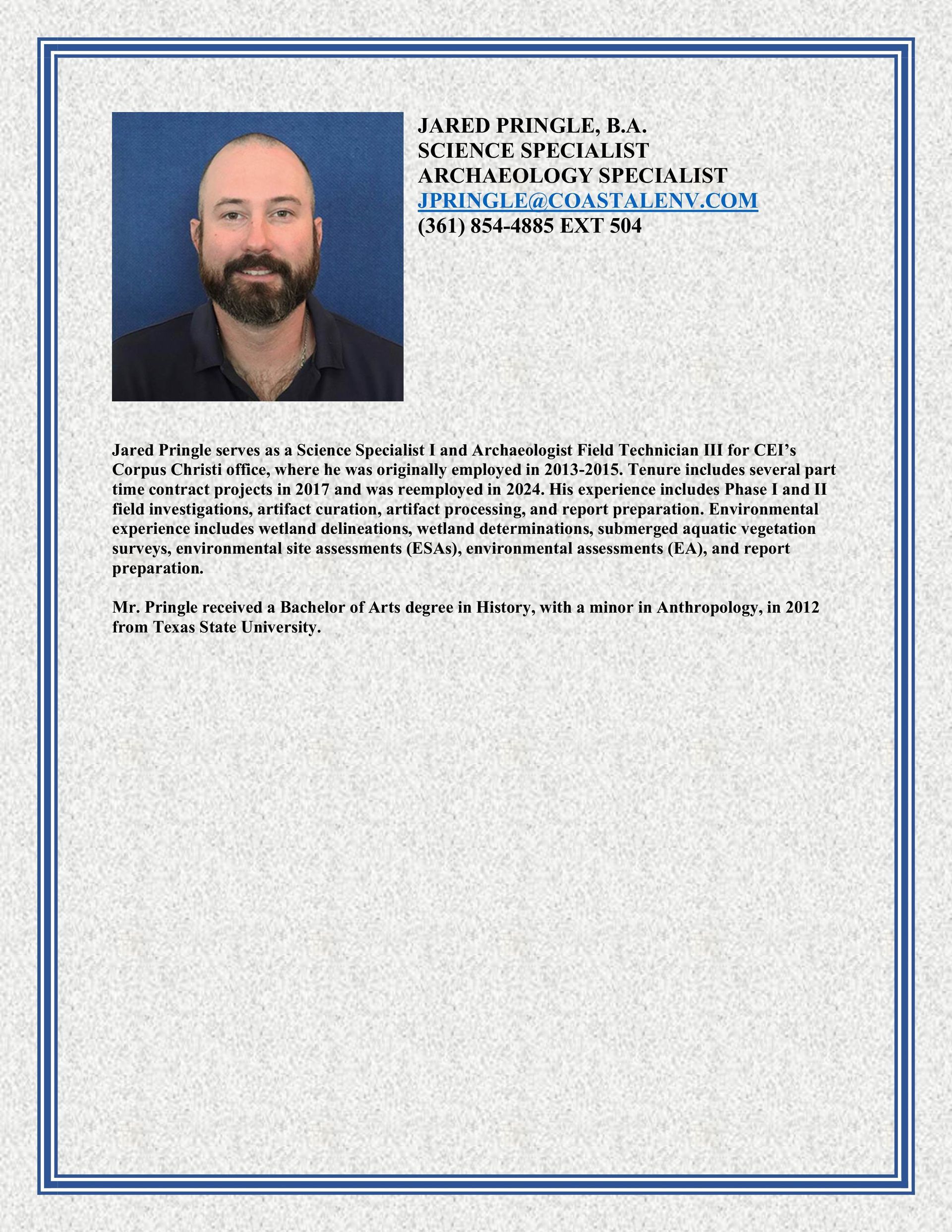 Heather Perez Bio - Baton Rouge, LA - Coastal Environments, Inc.