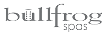 A logo for bullfrog spas is shown on a white background.