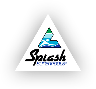 Splash superpools logo in a triangle on a white background