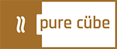 A logo for a company called pure cube