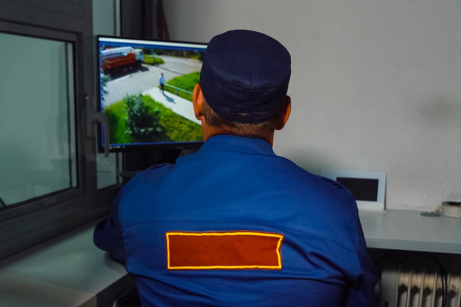a man sitting in front of a computer monitor