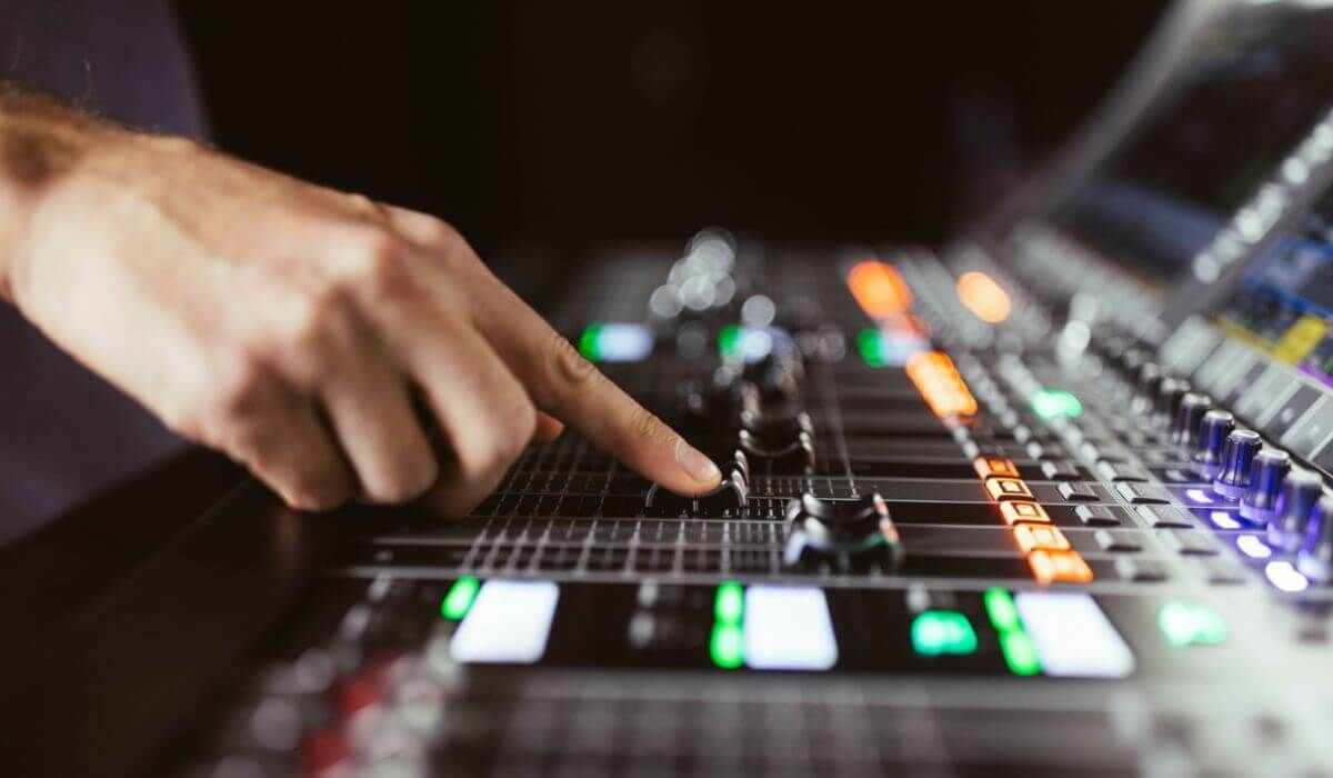 volunteer operating sound mixer
