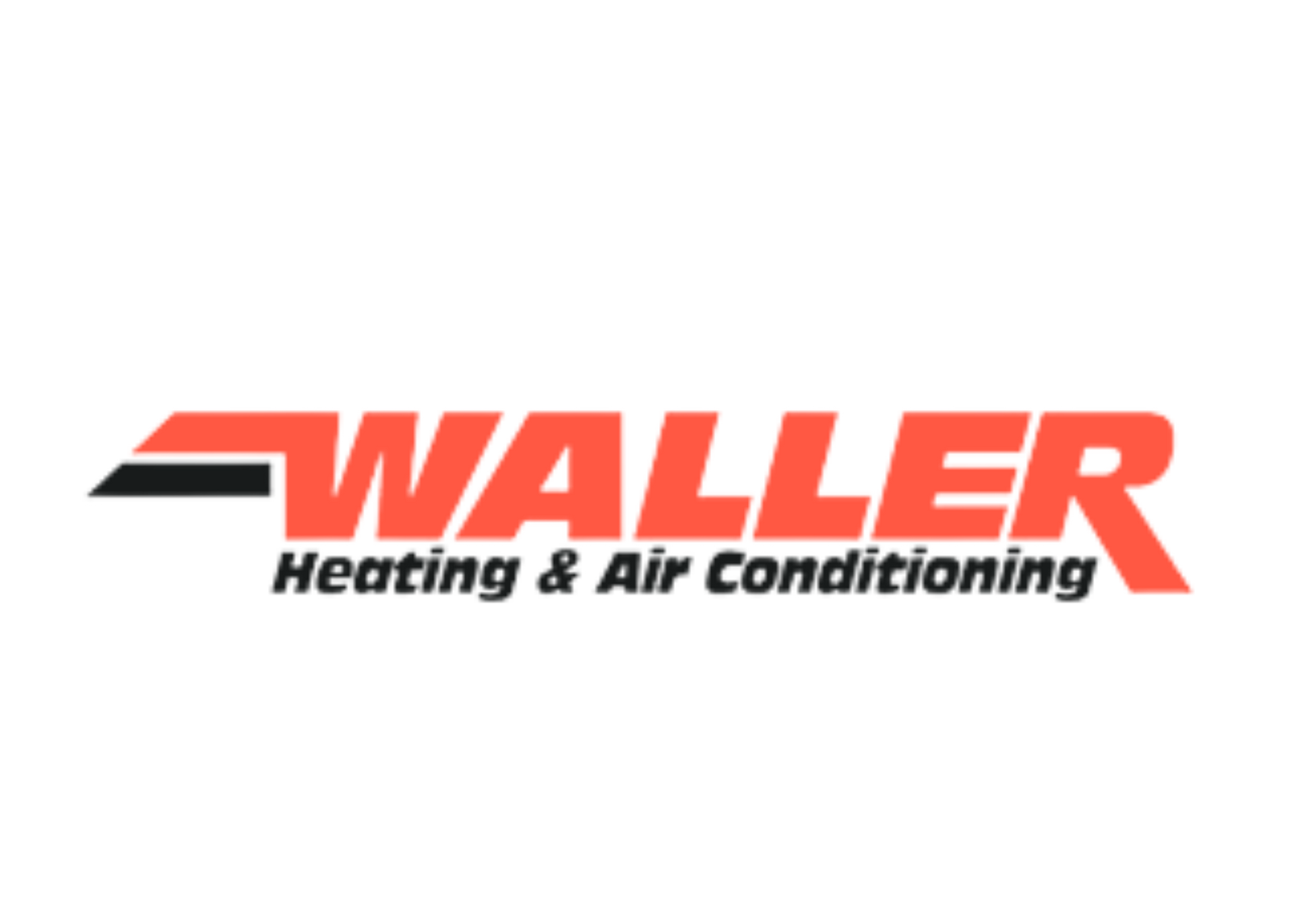 Waller Heating & Air Conditioning logo: red text with orange accent, black underline.