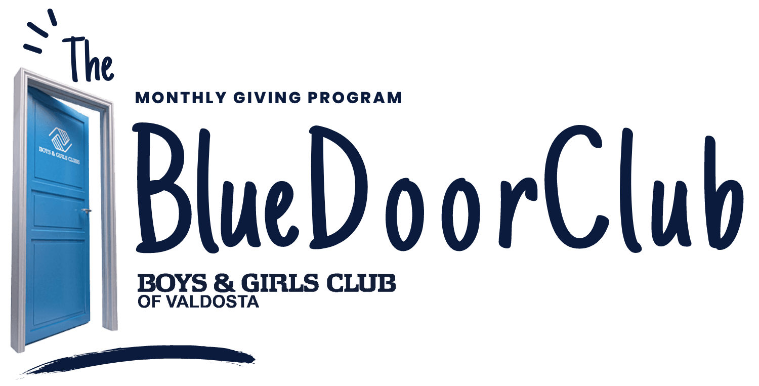 The Blue Door Club logo for Boys & Girls Club of Valdosta: Blue door with text overlay.