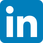 A blue and white linkedin logo on a white background.