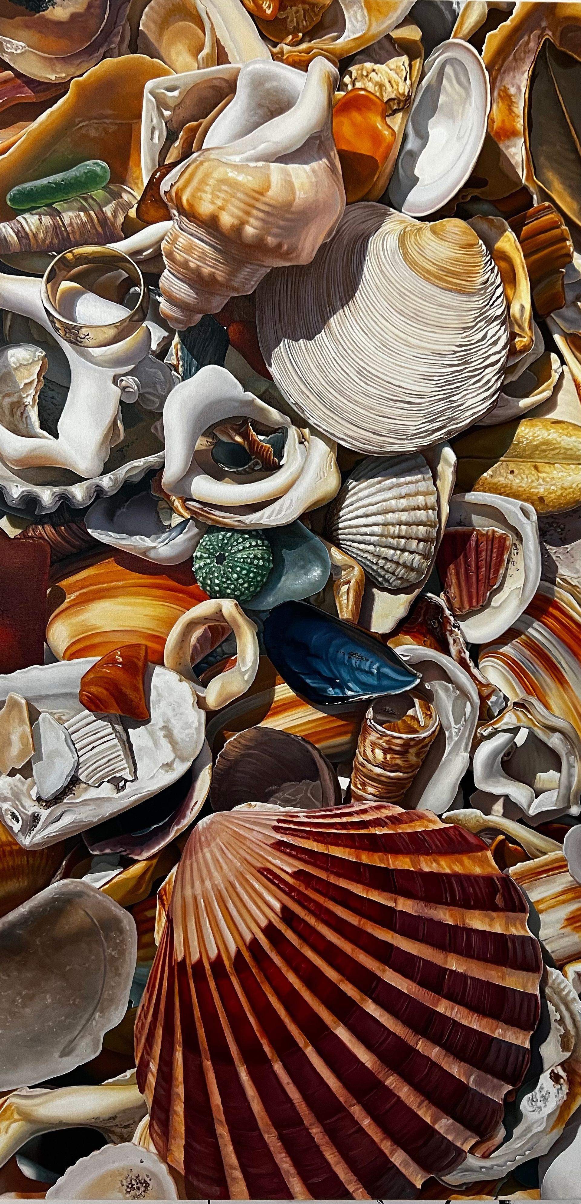 Treasure Oil painting of Shells on a beach