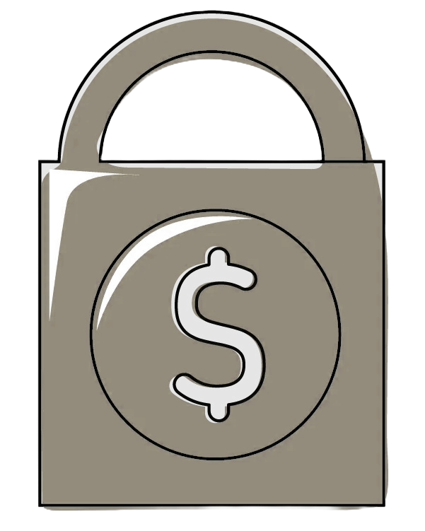 a padlock with a dollar sign on it .