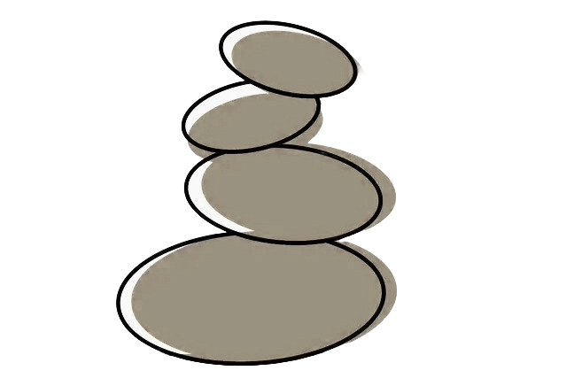 a stack of rocks on top of each other on a white background .